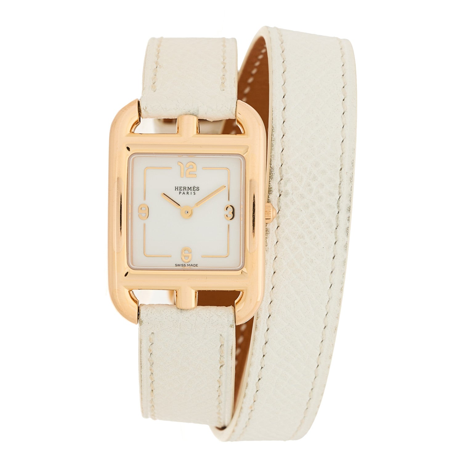 Hermes 18K Rose Gold Epsom 23mm Cape Cod Double Tour Quartz Watch Hermes 18K Rose Gold Epsom 23mm Cape Cod Double Tour Quartz Watch