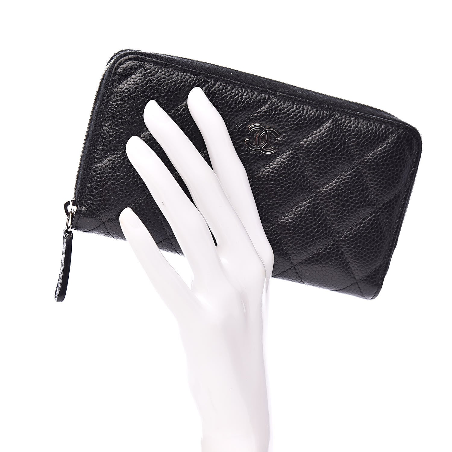 Chanel Caviar Quilted Small Gusset Zip Around Wallet Black 2 of 15