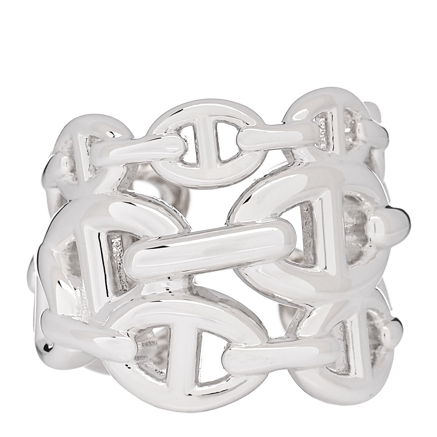 Hermes Sterling Silver GM Chaine d'Ancre Enchainee Band Ring 53 6.25 1 of 7