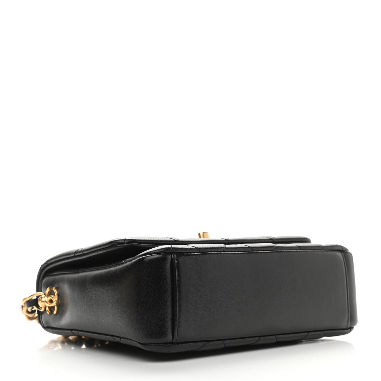 Lambskin Quilted Small Side Note Flap Black