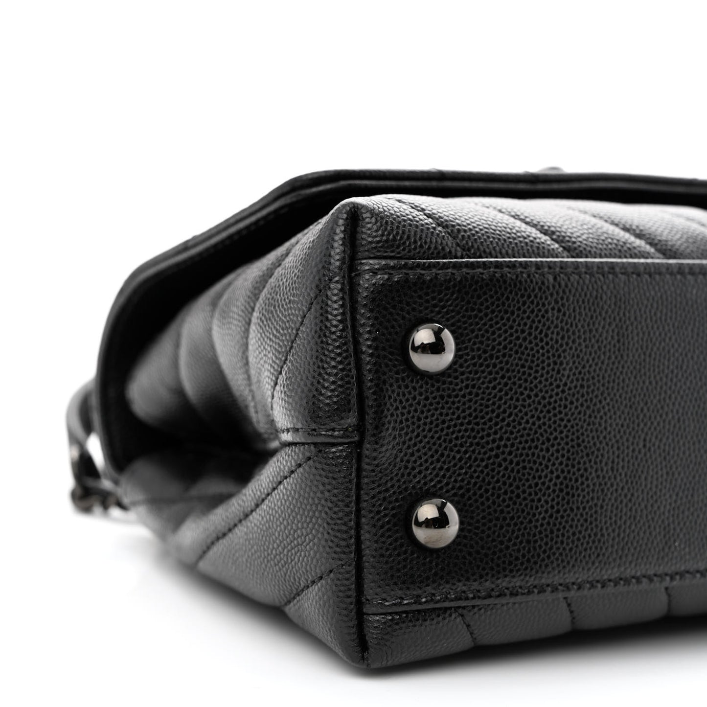 Caviar Chevron Quilted Extra Mini Coco Handle Flap So Black