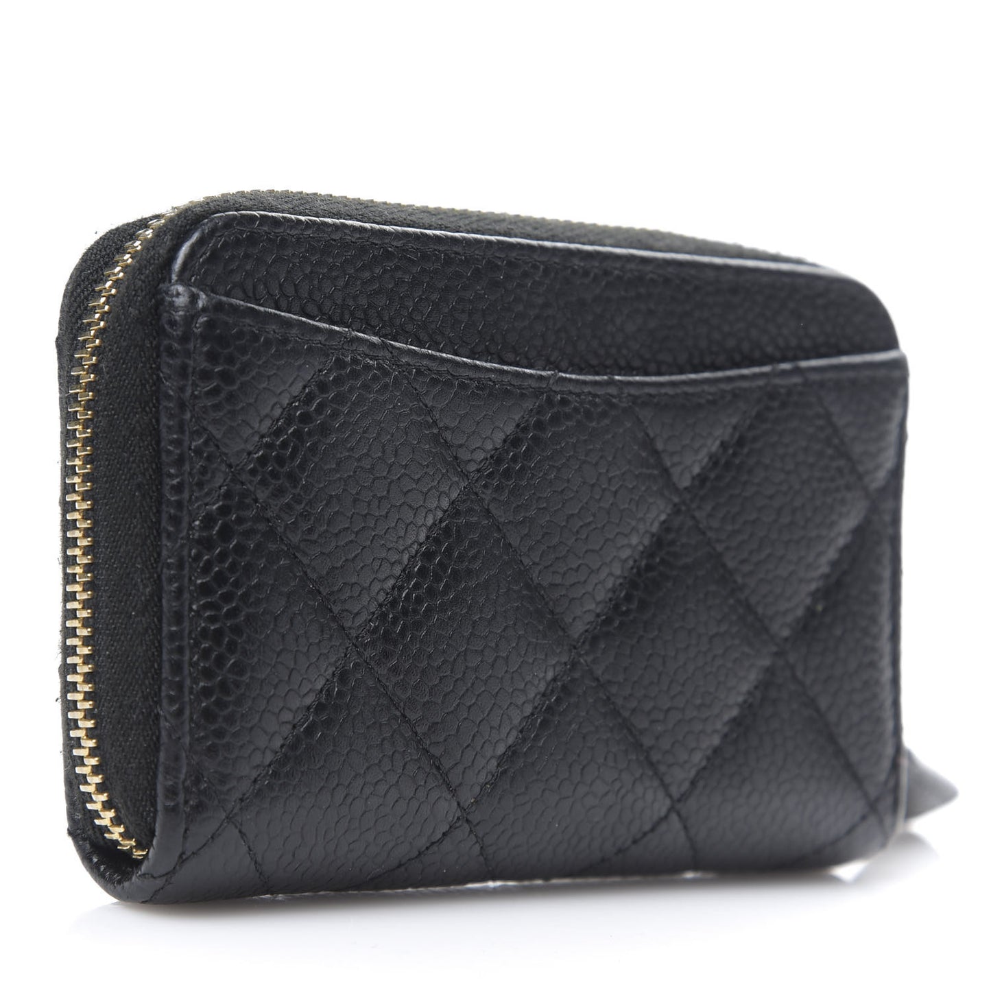 Caviar Quilted Zip Coin Purse Black