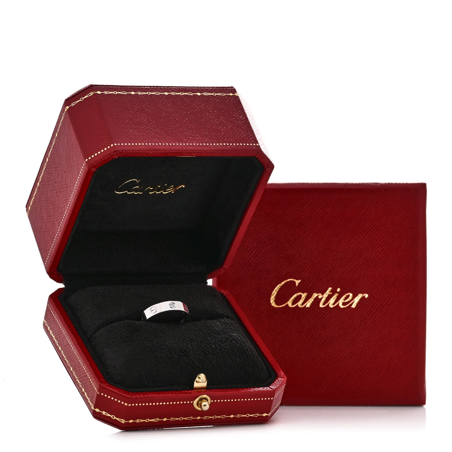 Cartier 18K White Gold Diamond 4mm LOVE Wedding Band Ring 50 5.25 5 of 5