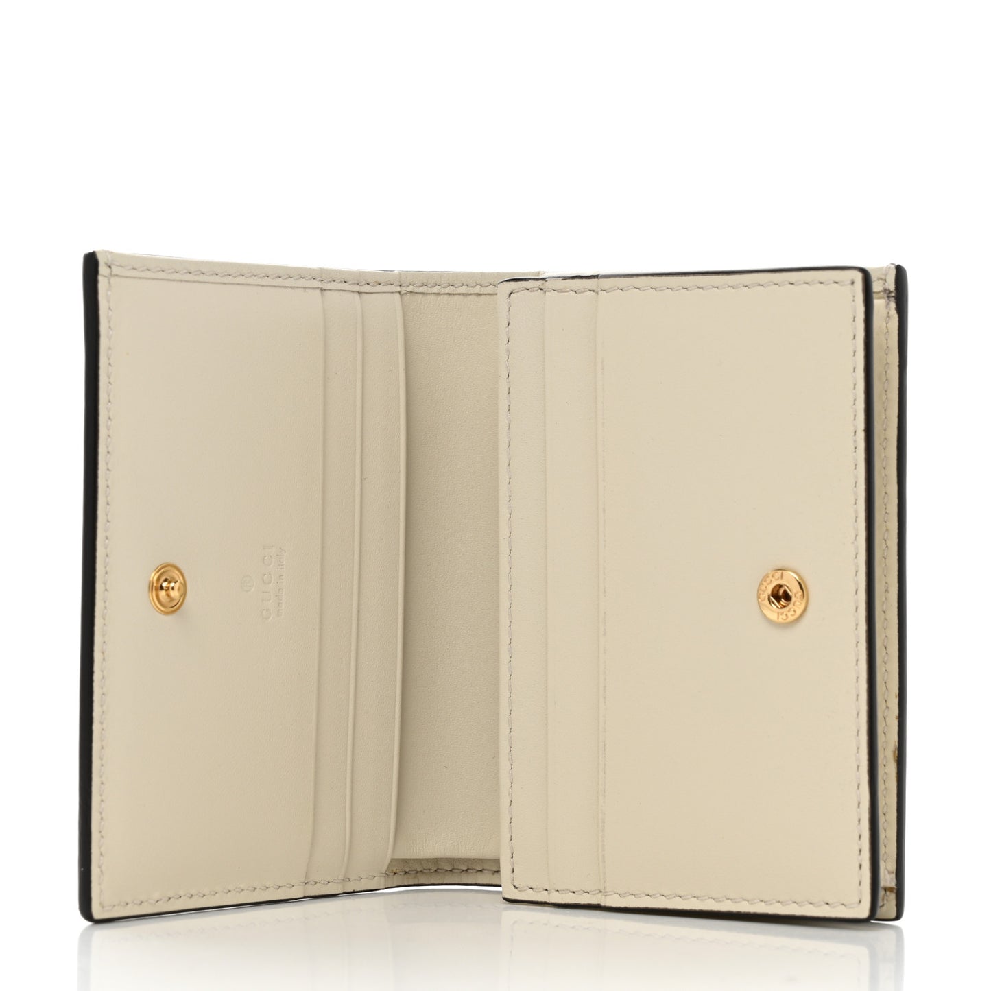 GG Supreme Monogram Les Pommes Card Case Wallet Beige Multicolor Mystic White