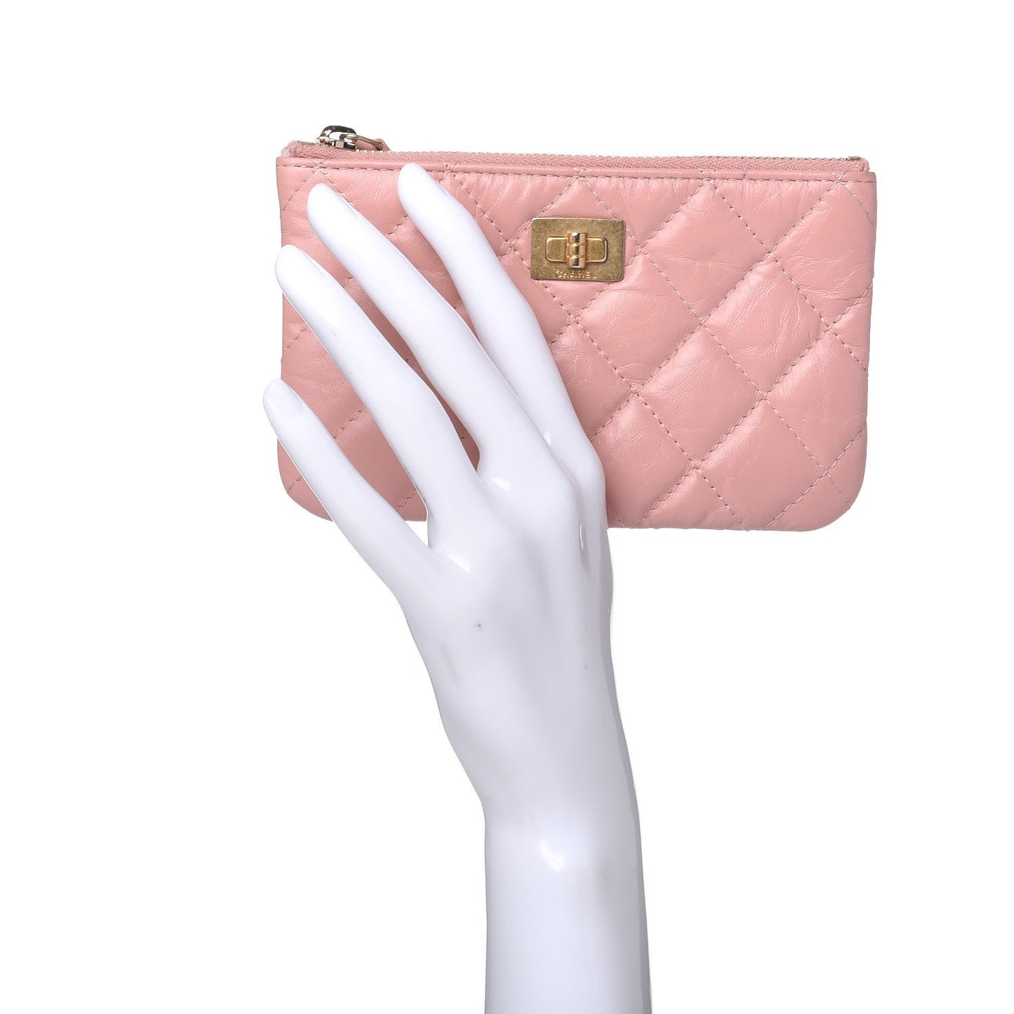 Aged Calfskin Quilted Small Reissue Cosmetic Case Light Pink