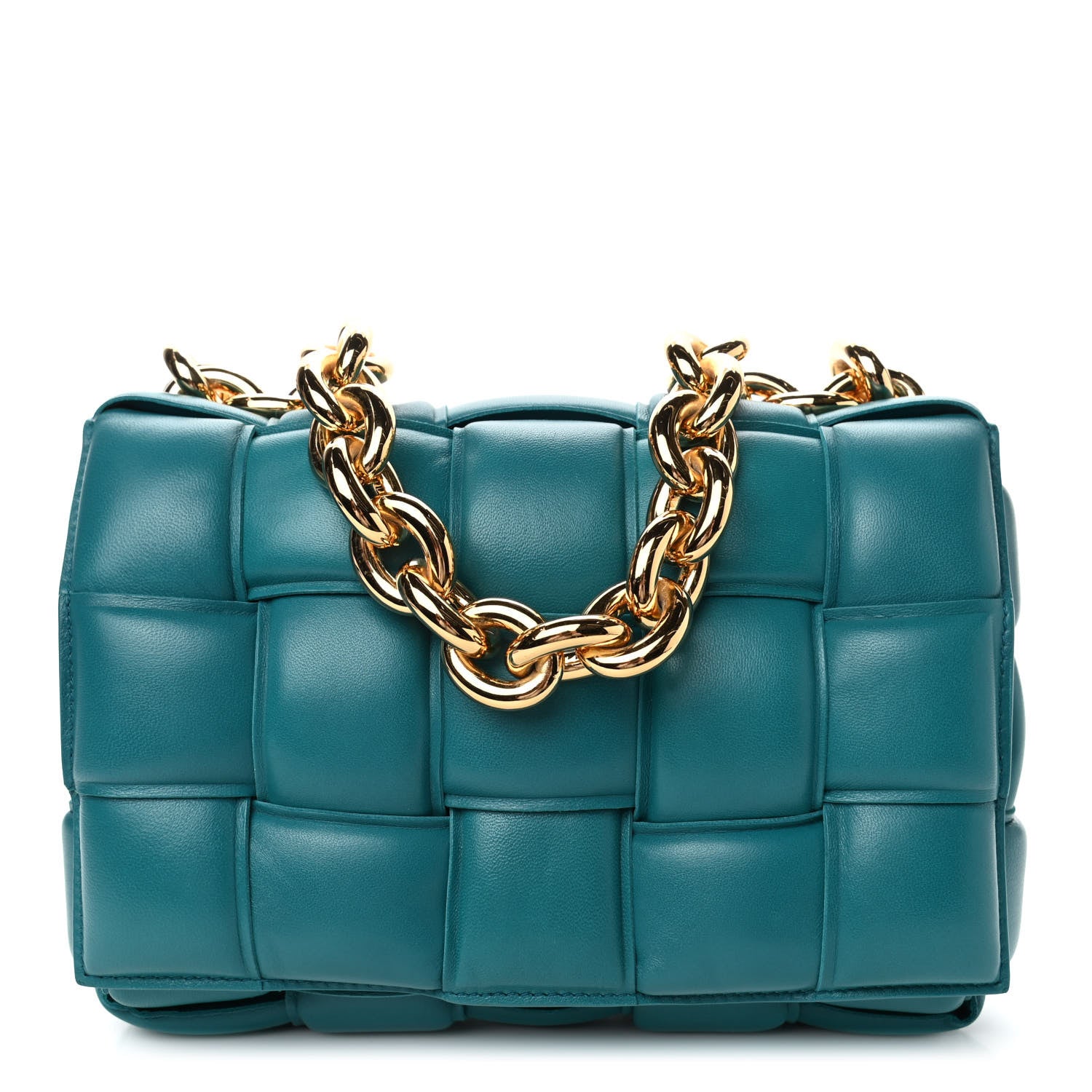 Bottega Veneta Lambskin Maxi Intreccio Padded Chain Cassette Crossbody Bag Mallard 1 of 4