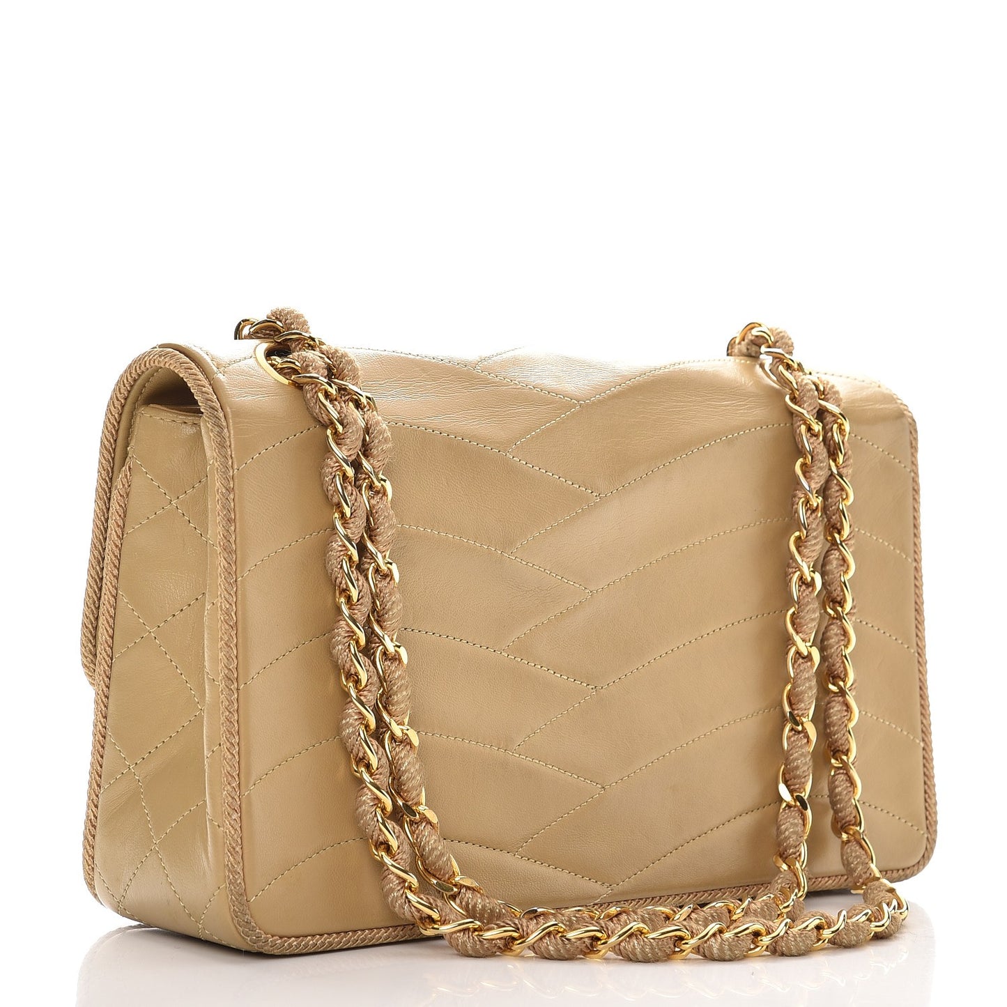 Lambskin Small Single Flap Beige