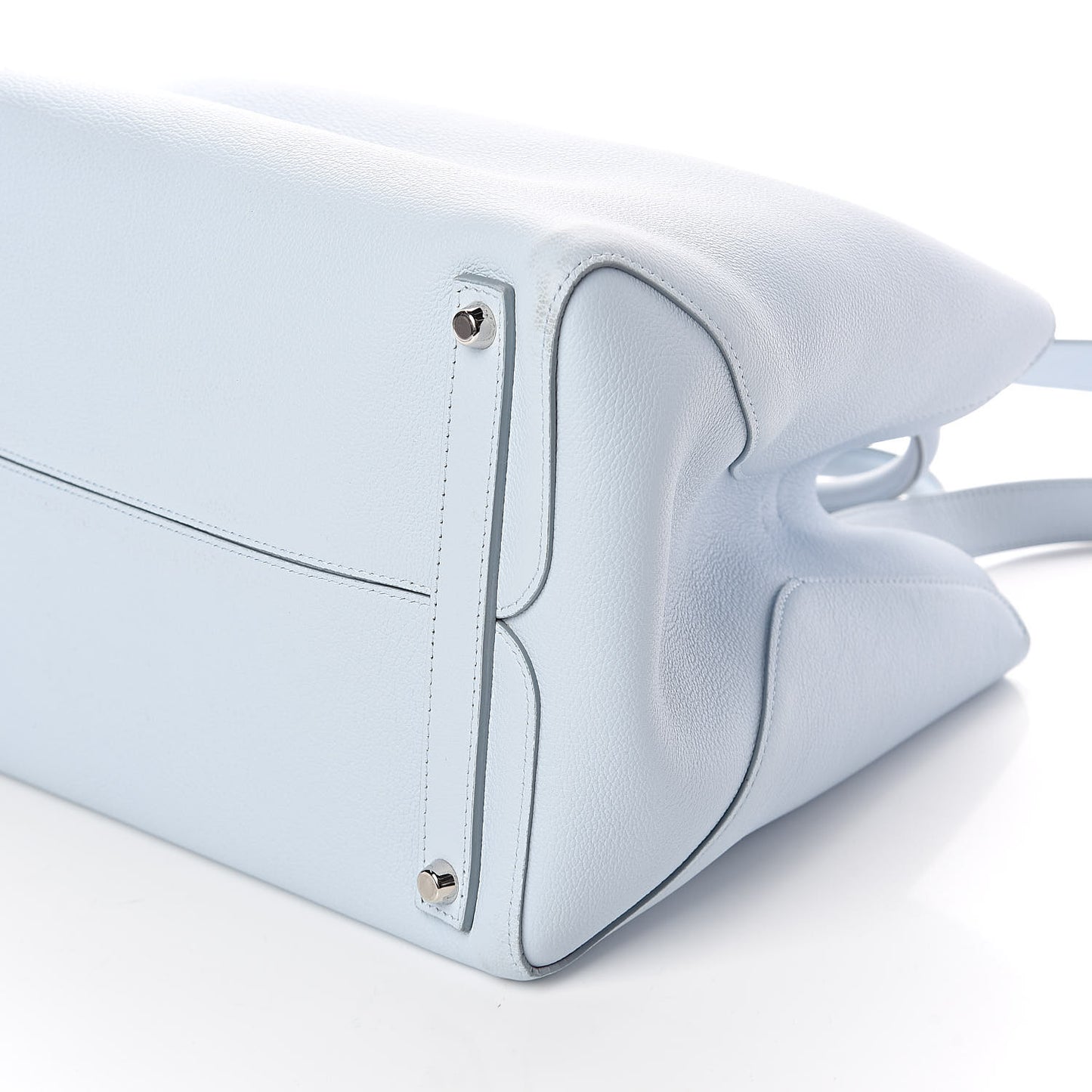 Supple Grained Calfskin Large Open Bar Tote Light Blue
