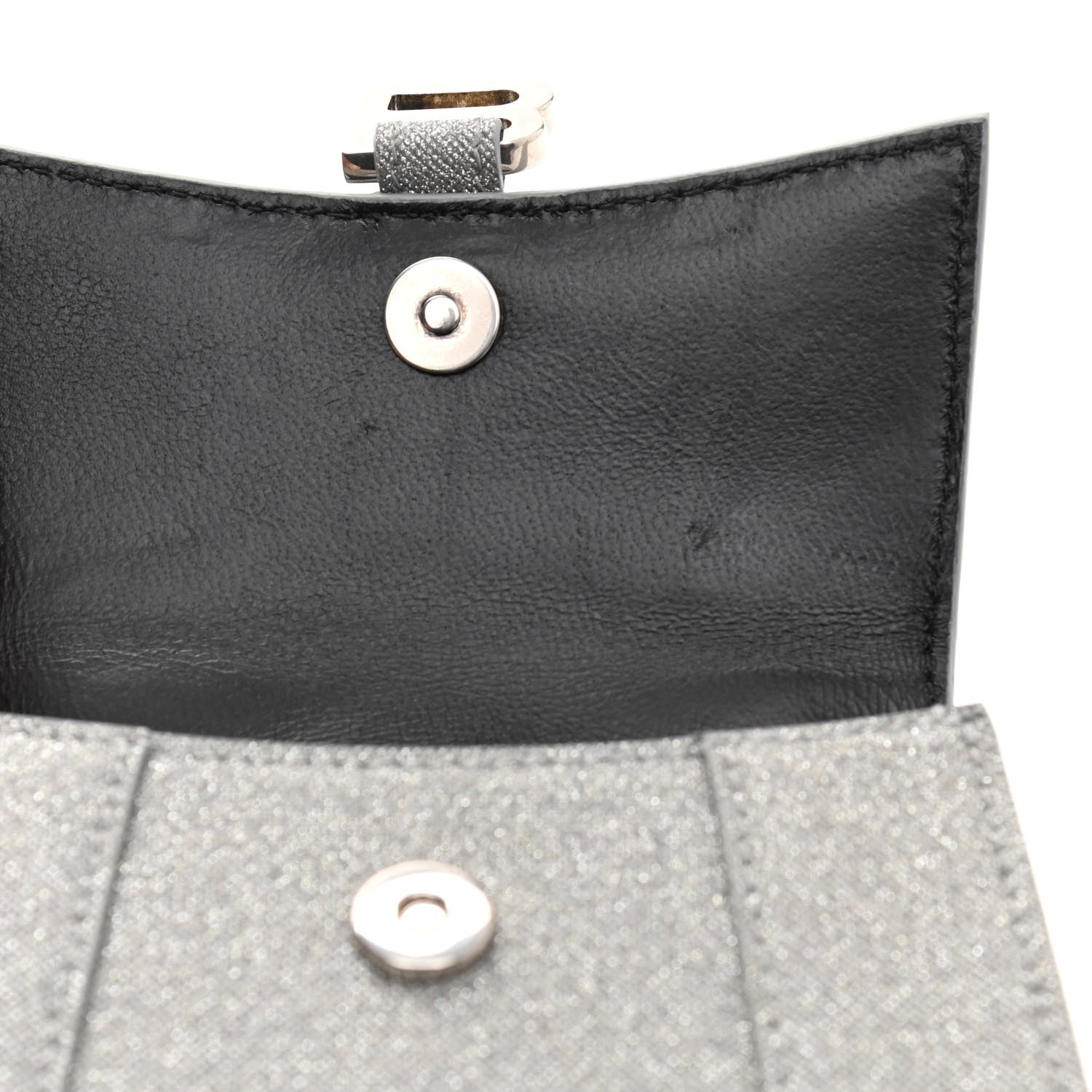 Balenciaga Glitter Fabric Hourglass Top Handle Bag Mini with Chain Grey 6 of 10