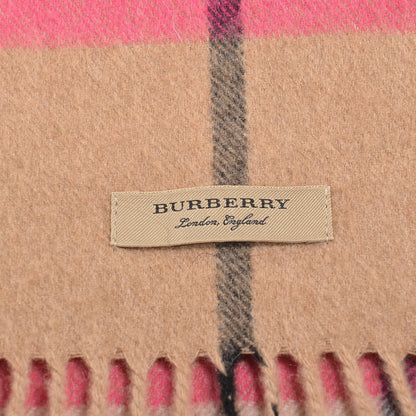 Burberry Cashmere Giant Check Fringe Scarf Camel Pink 4 of 4