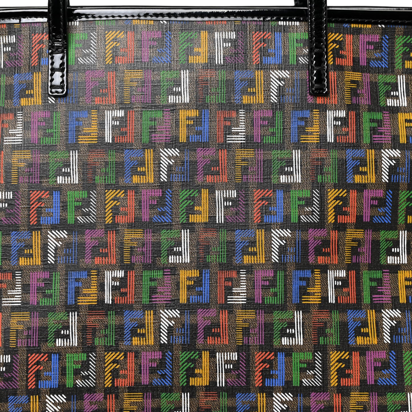 Zucca Spalmati Patent Zucchino Screen Print Medium Roll Tote Tobacco Multicolor Black