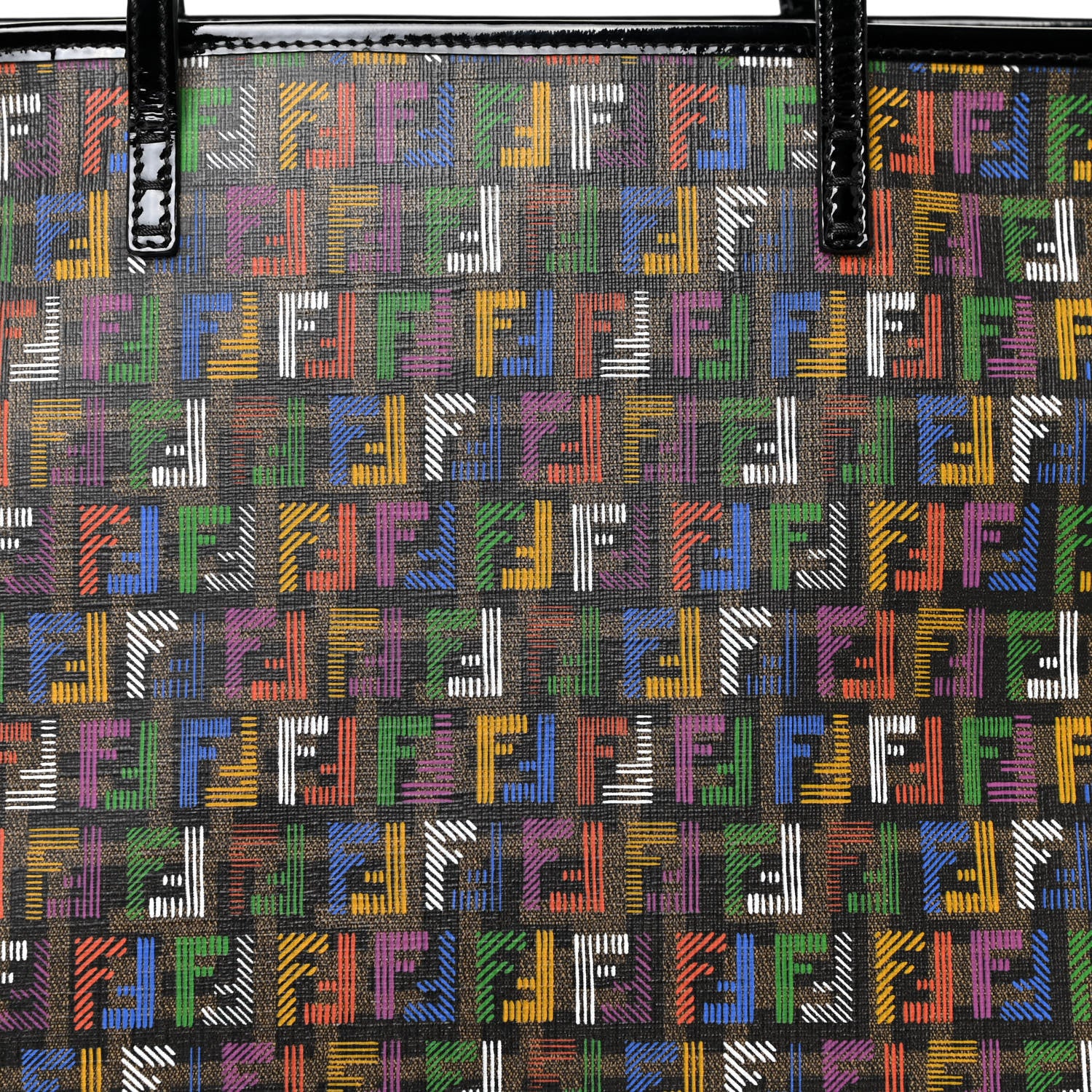 Fendi Zucca Spalmati Patent Zucchino Screen Print Medium Roll Tote Tobacco Multicolor Black 8 of 15