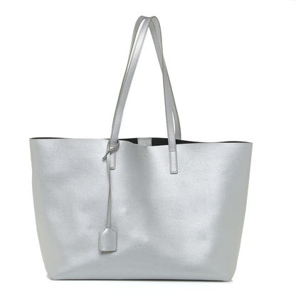 Saint Laurent Metallic Calfskin Large Shopping Tote Silver 3 of 17