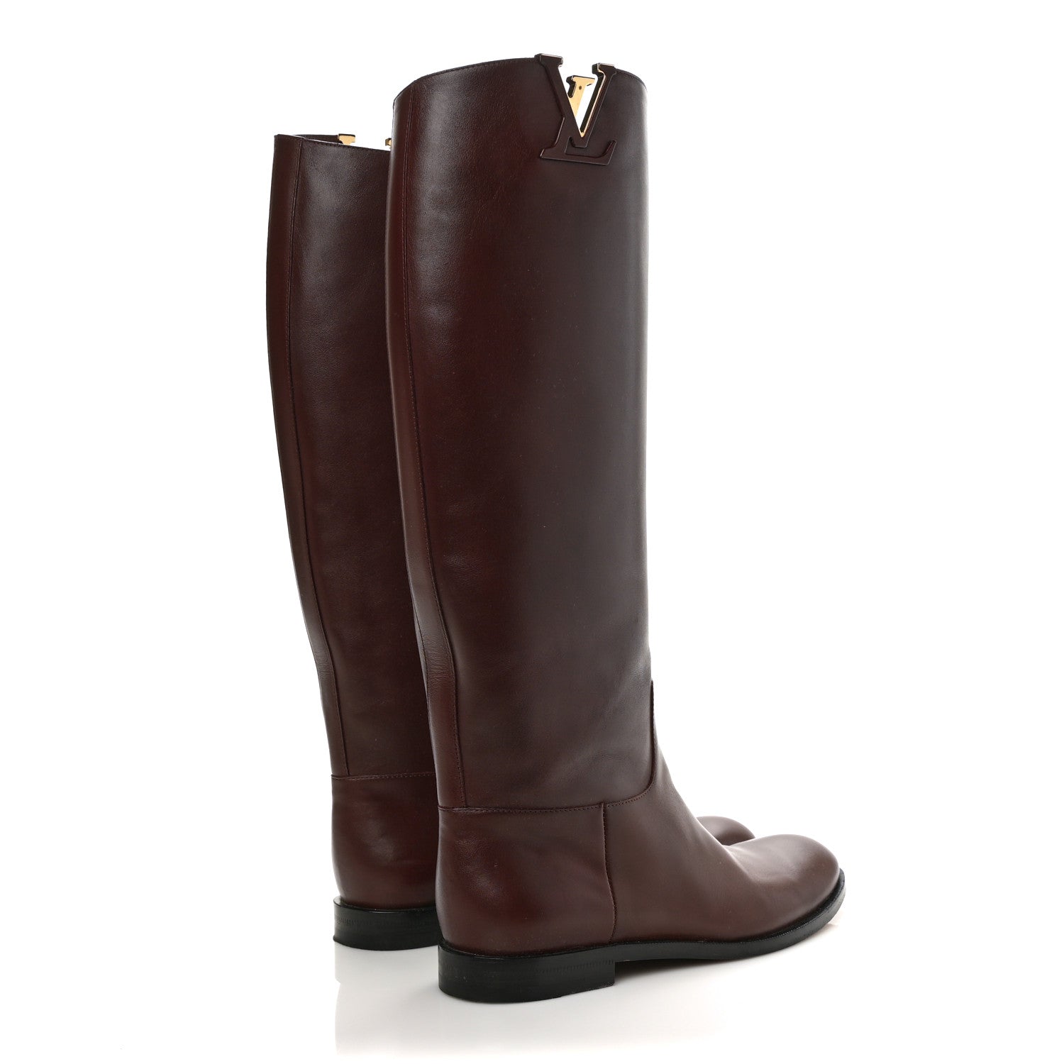 Louis Vuitton Calfskin Heritage Flat High Boots 37.5 Brown 7 of 18