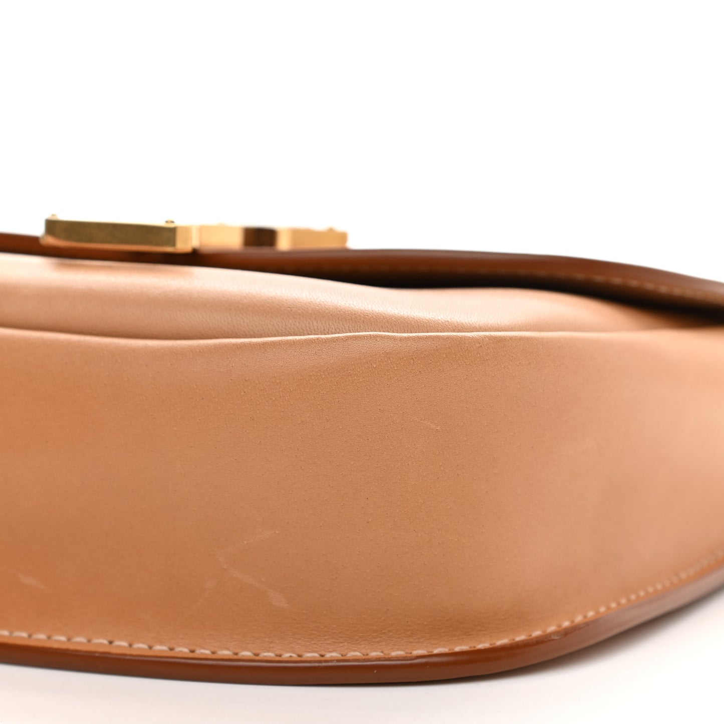 Smooth Vintage Calfskin Small Kaia Satchel Brown Gold