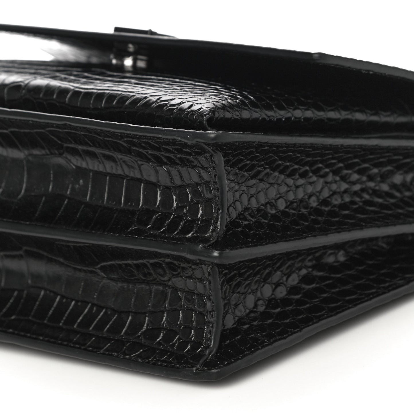 Calfskin Crocodile Embossed Medium Monochrome Monogram Sunset Black
