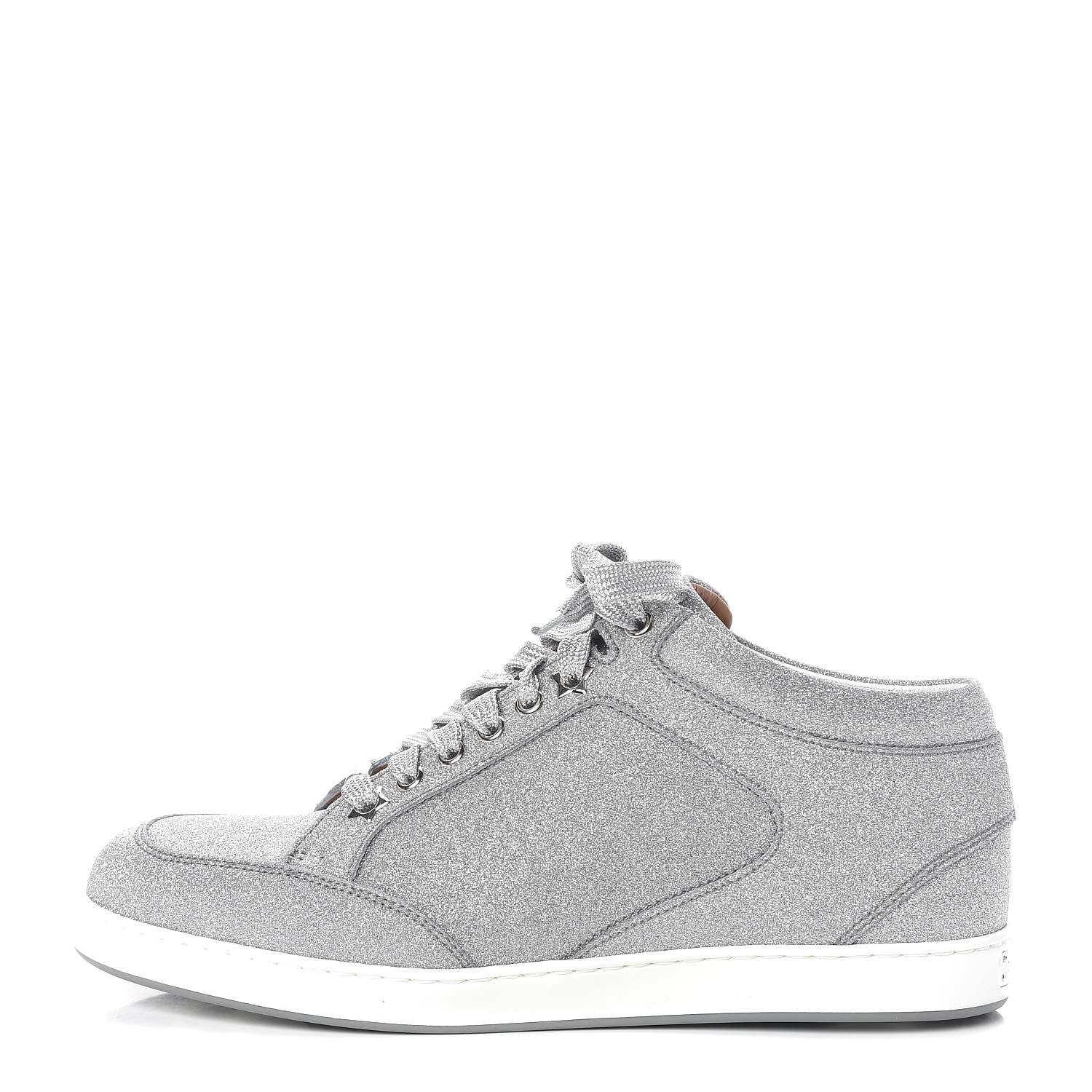 Jimmy Choo Glitter Miami Sneakers 38 Silver 1 of 11