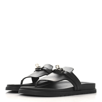 Hermes Calfskin Womens Empire Sandals 37 Black 4 of 10