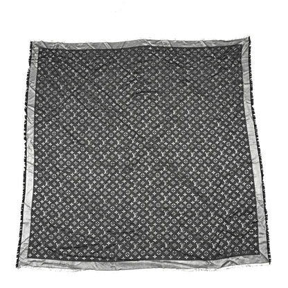 Louis Vuitton Silk Wool Monogram Denim Shawl Black 1 of 4