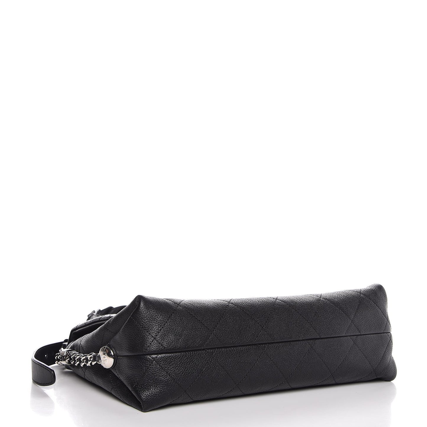 Grained Calfskin Stitched Small Braided With Style Flap Black