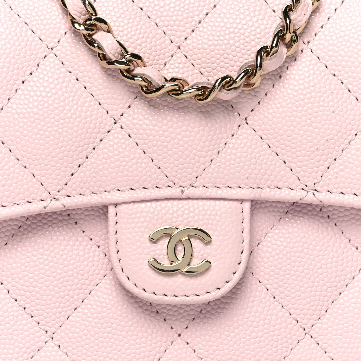 Chanel Caviar Quilted Flap Phone Holder With Chain Light Pink 10 of 12