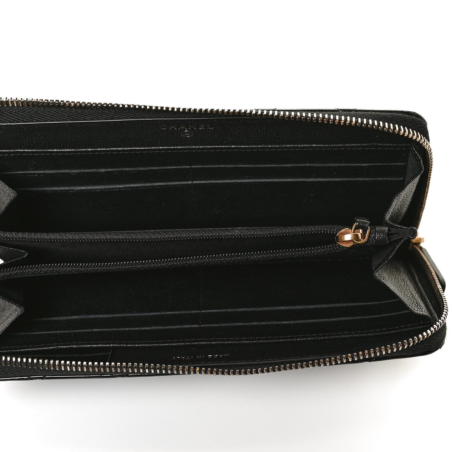 Patent Quilted Large Gusset Zip Around Wallet Black