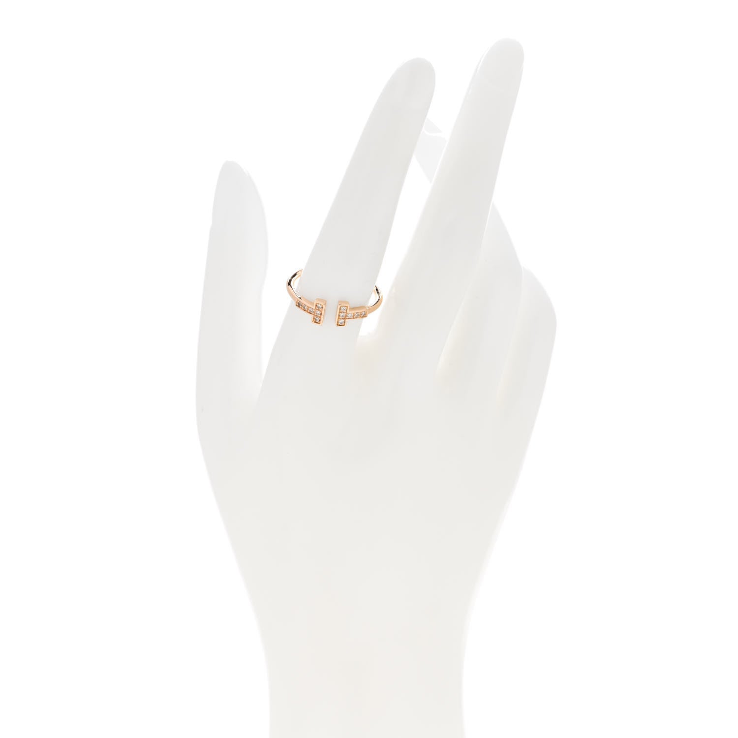 Tiffany 18K Rose Gold Diamond T Wire Ring 58 8.25 2 of 6