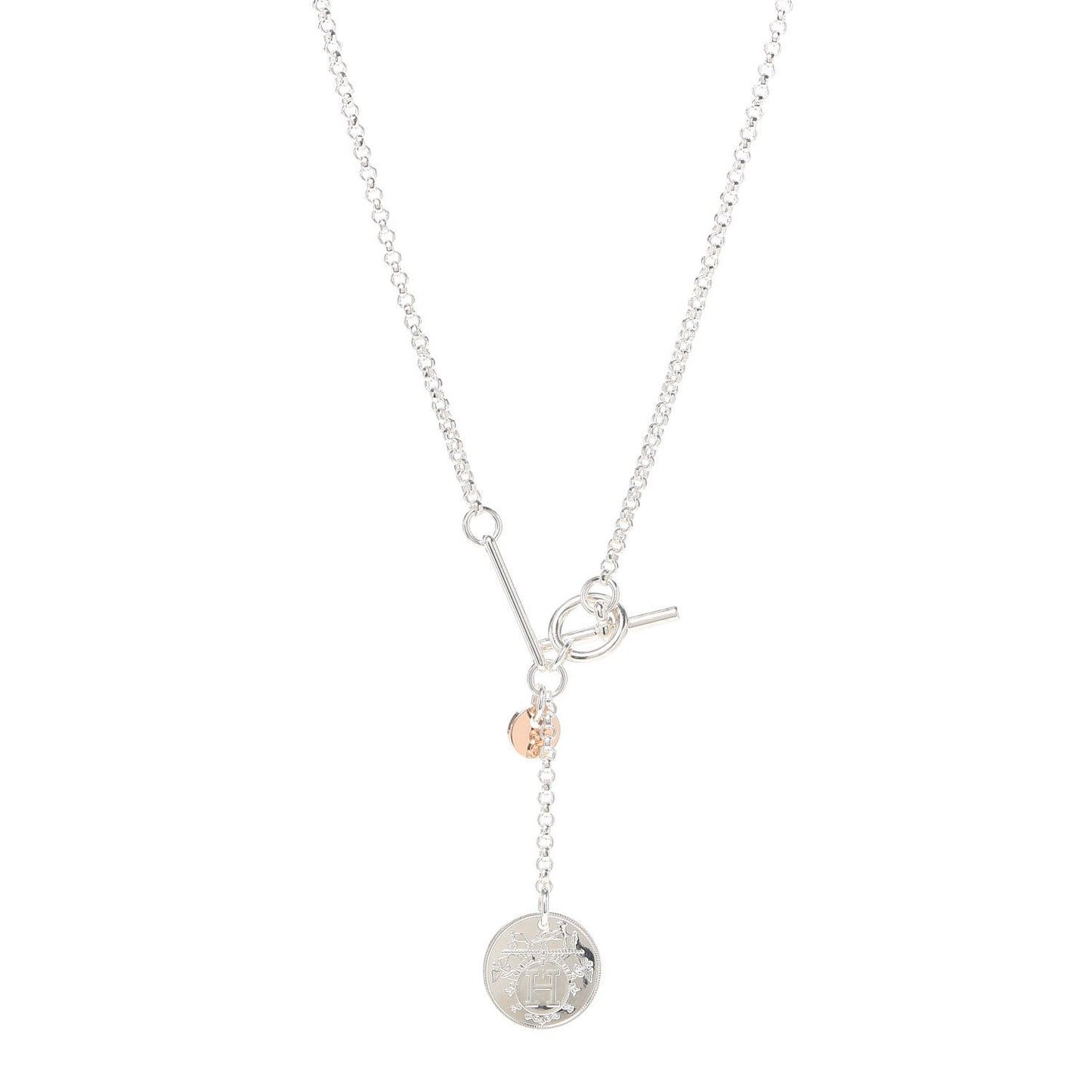 Sterling Silver 18K Rose Gold PM Ex-Libris Pendant Necklace