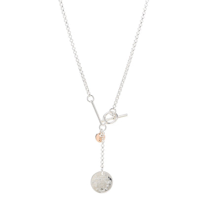 Hermes Sterling Silver 18K Rose Gold PM Ex-Libris Pendant Necklace 1 of 5