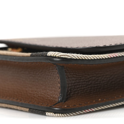 Burberry Grained Calfskin House Check Tartan Mix Hampshire Wallet On Chain Tan 10 of 10