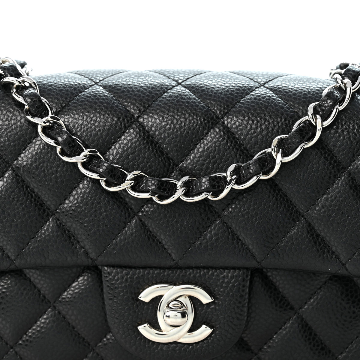 Caviar Quilted Mini Rectangular Flap Black