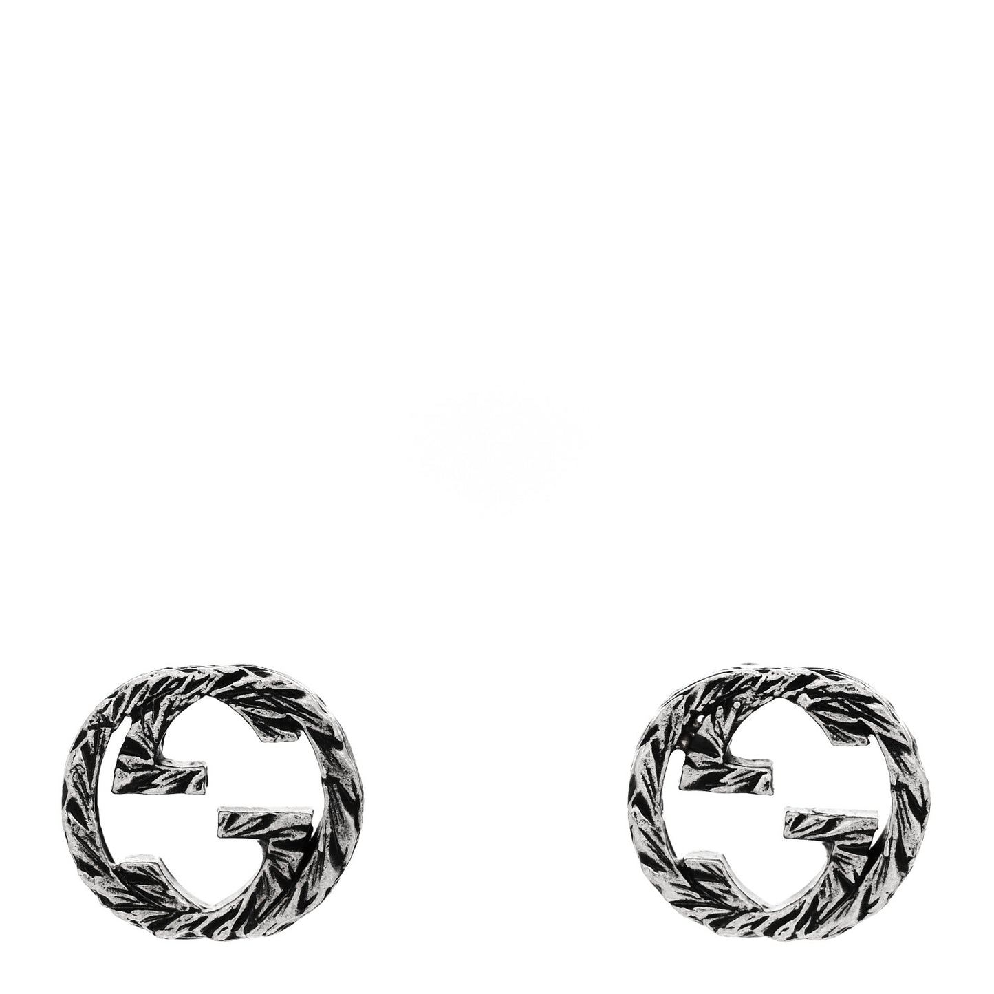 Sterling Silver Textured Interlocking G Stud Earrings