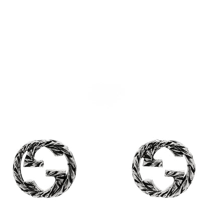 Gucci Sterling Silver Textured Interlocking G Stud Earrings 1 of 6