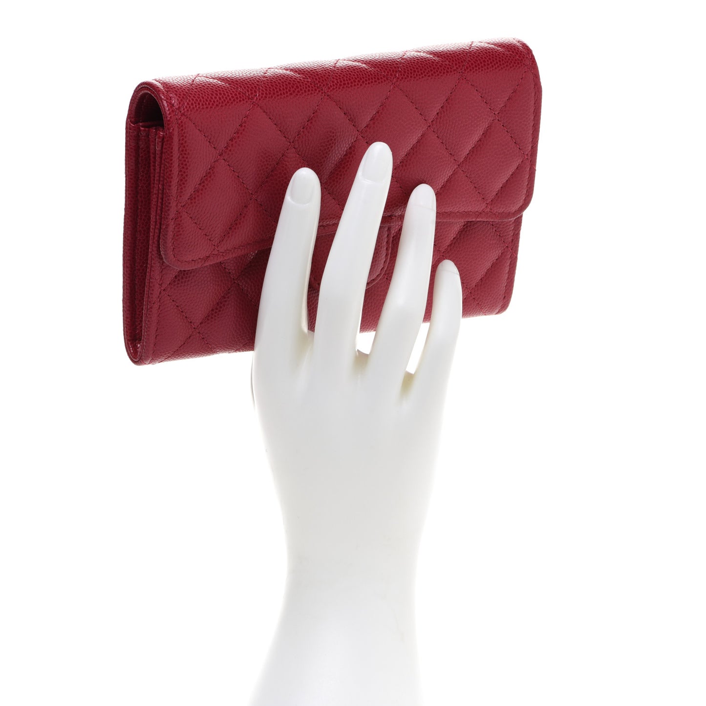 Caviar Quilted Medium Flap Wallet Dark Pink