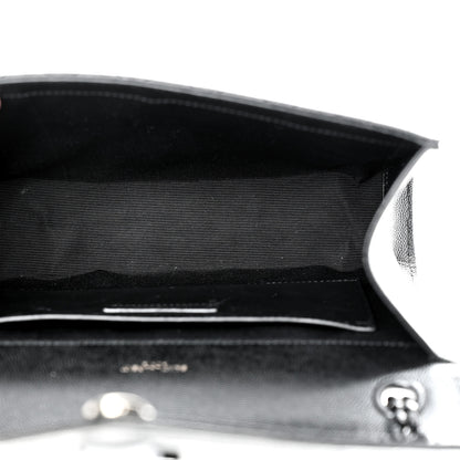 Saint Laurent Grain De Poudre Textured Mixed Matelasse Triquilt Medium Monogram Monochrome Satchel Black 5 of 11