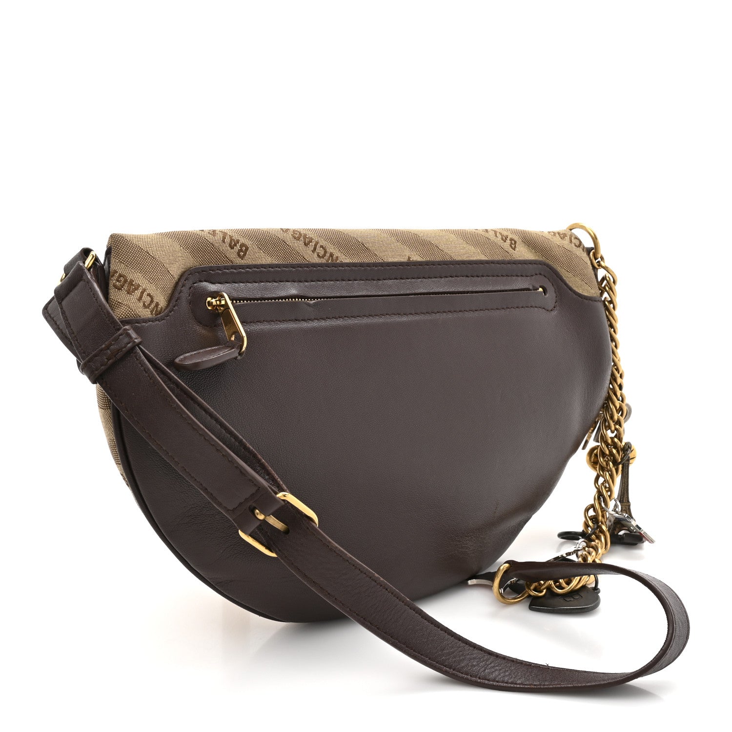 Balenciaga Canvas Jacquard Diagonal Allover Logo XS Souvenir Belt Bag Brown 3 of 10