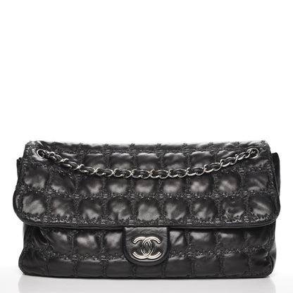 Chanel Lambskin Tweed Double Stitch Maxi Flap Black 1 of 8
