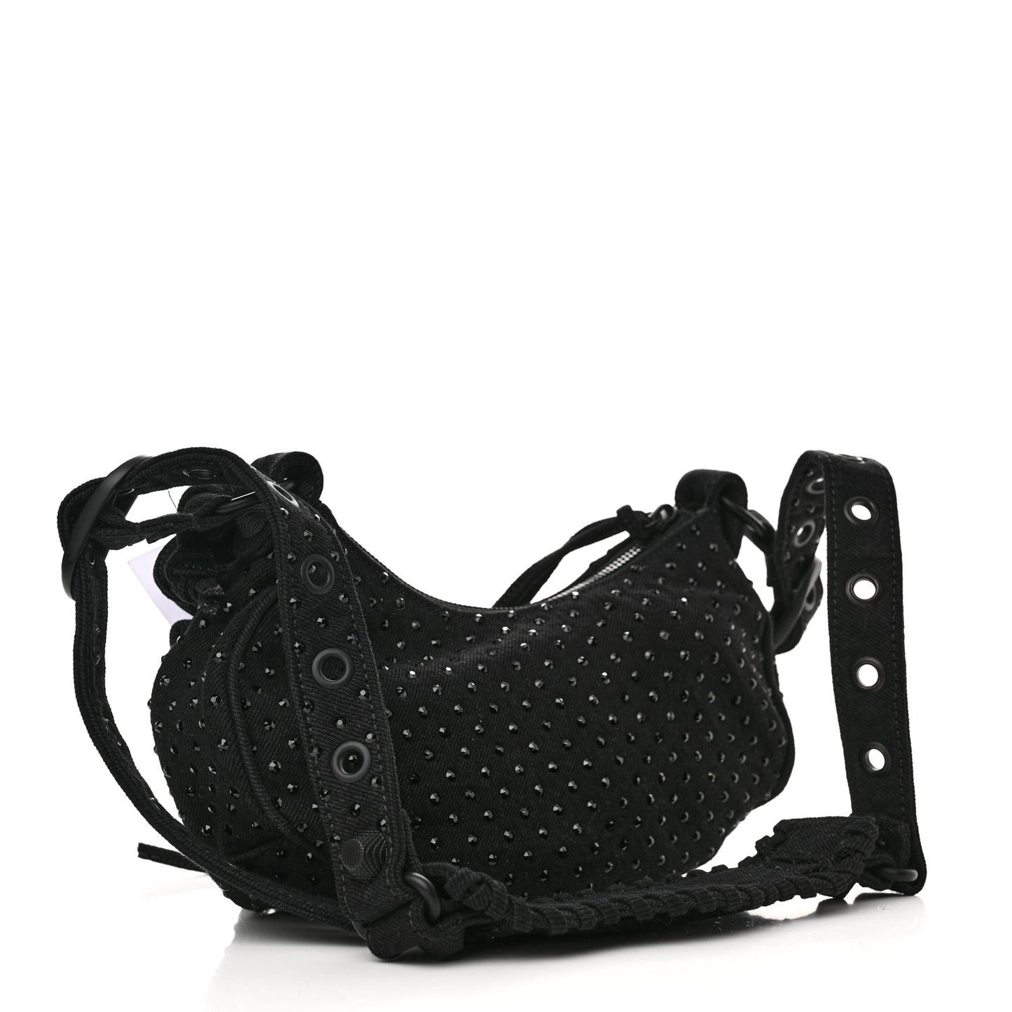 Denim Embellished Le Cagole Shoulder Bag XS Black