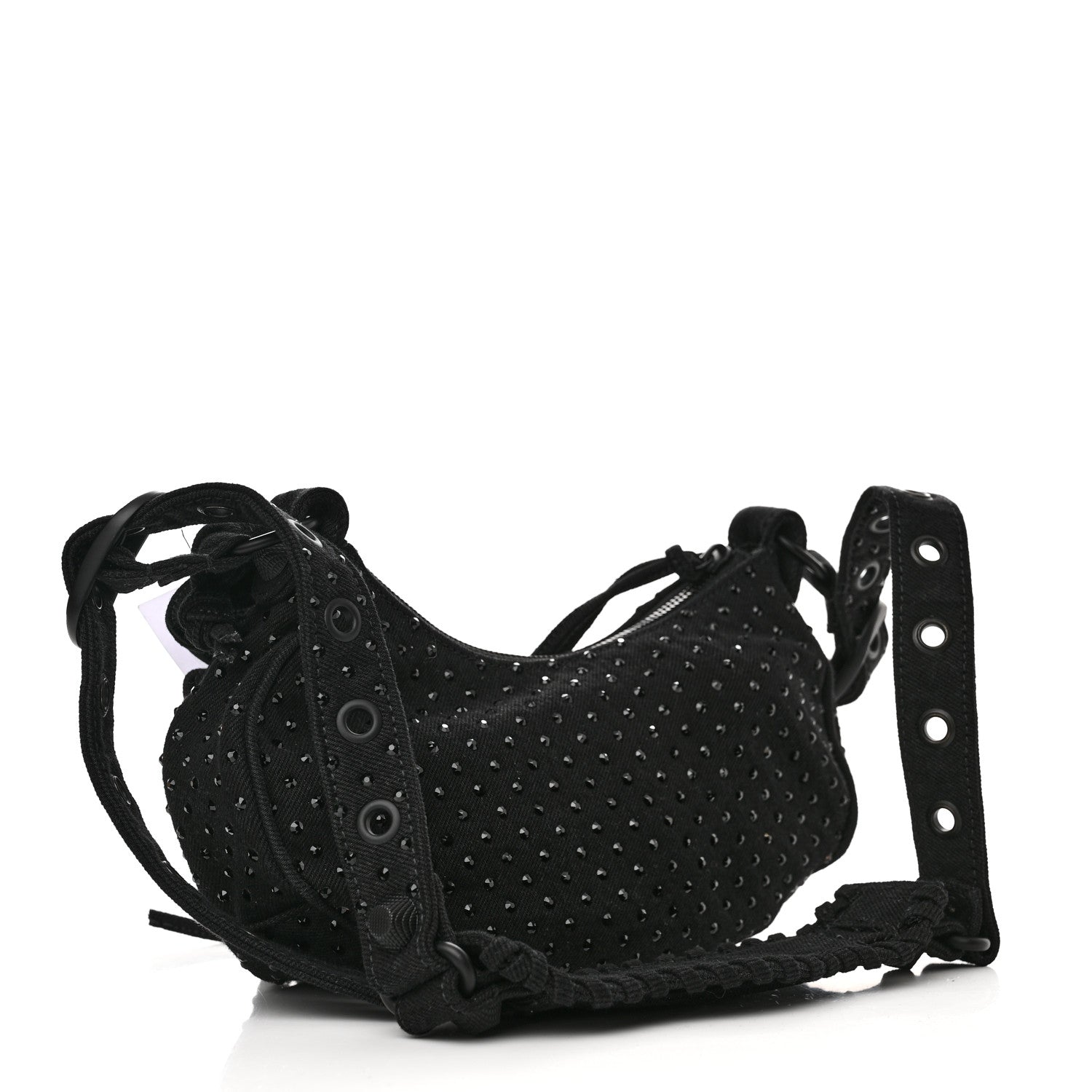 Balenciaga Denim Embellished Le Cagole Shoulder Bag XS Black 3 of 10