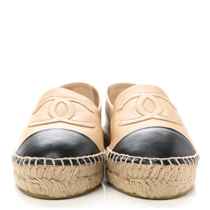 Chanel Lambskin CC Espadrilles 36 Beige Black 2 of 10