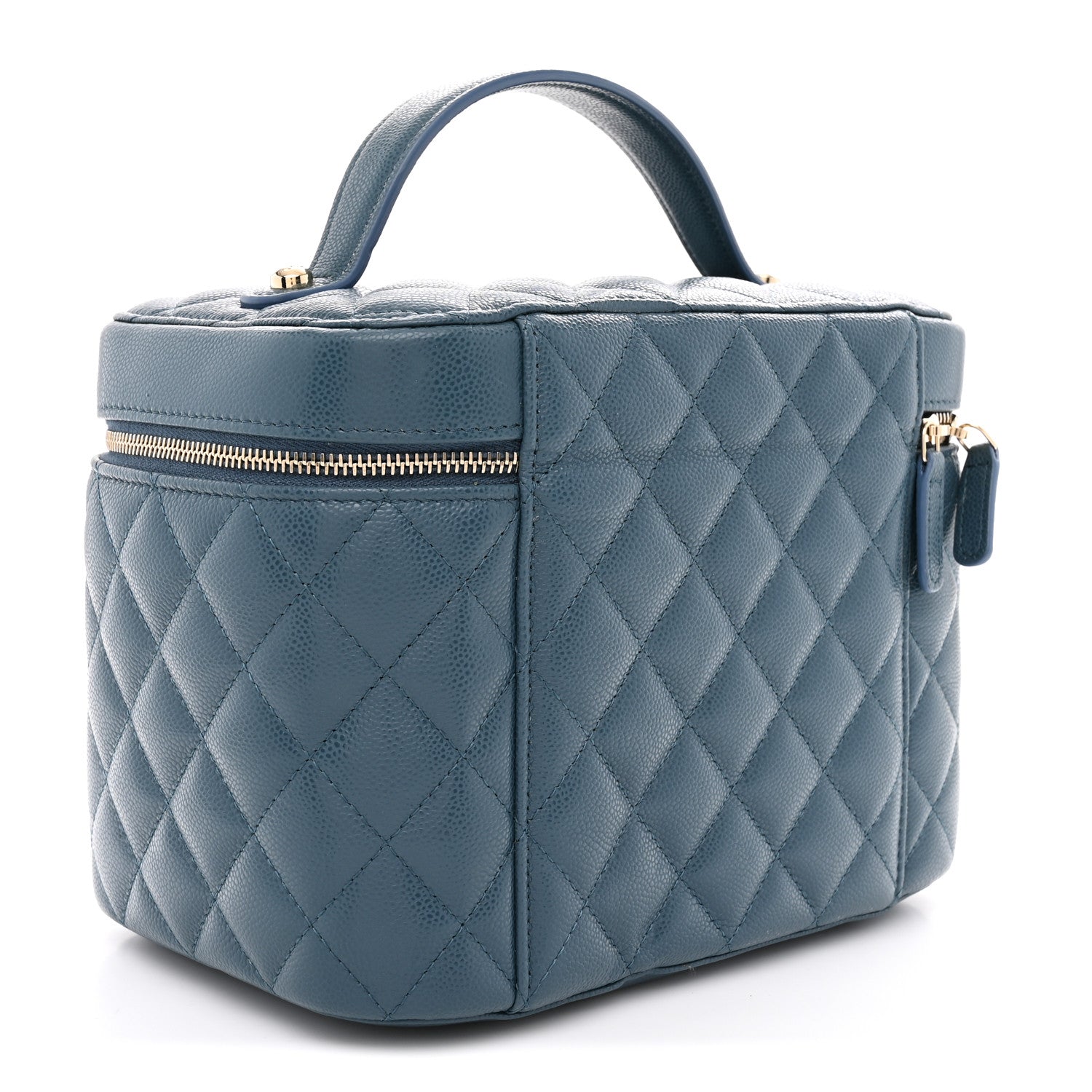 Chanel Caviar Quilted Large Vanity Pouch Blue 4 of 9