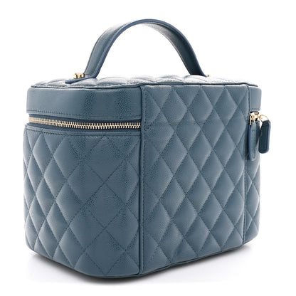 Chanel Caviar Quilted Large Vanity Pouch Blue 4 of 9