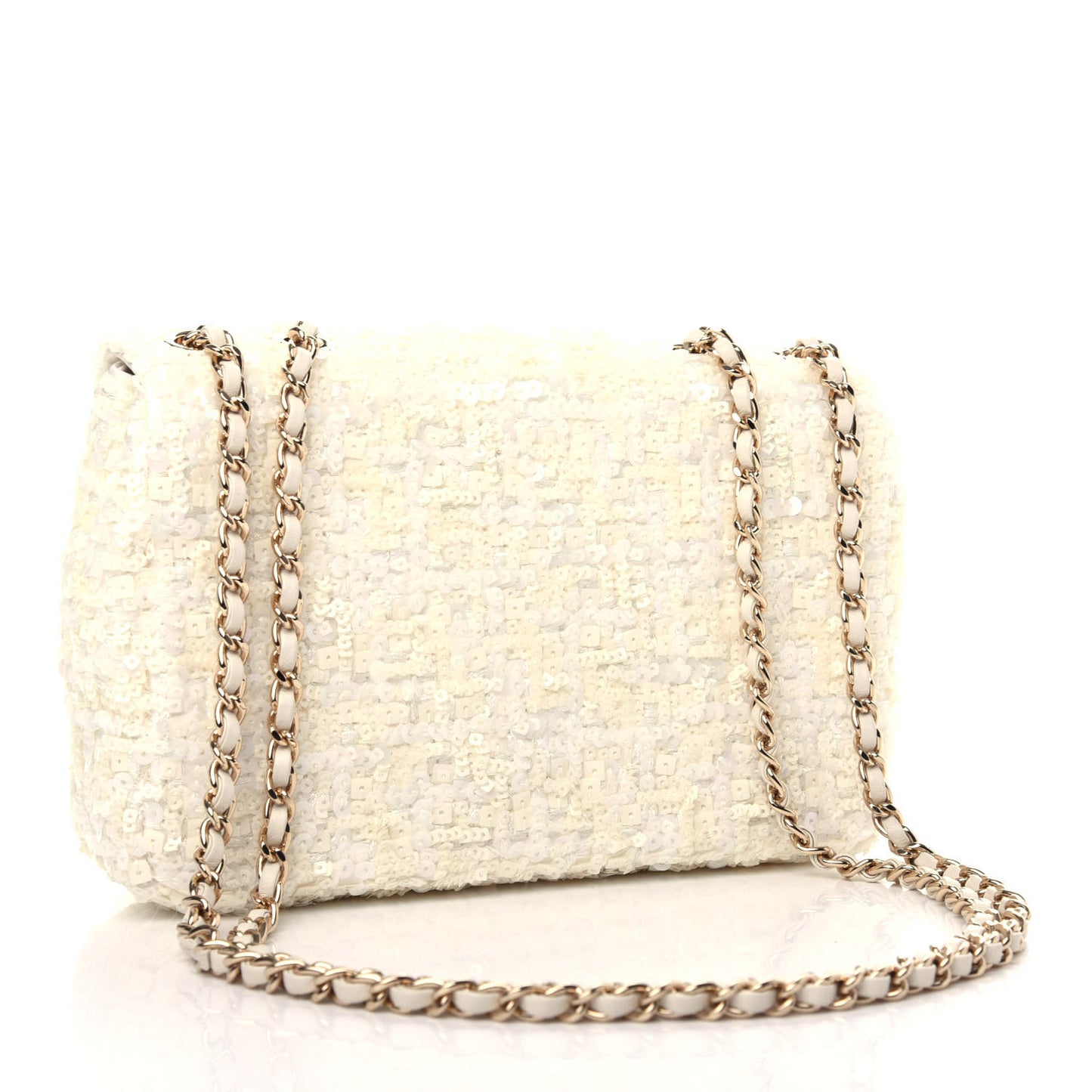 Sequin Mini Rectangular Flap White