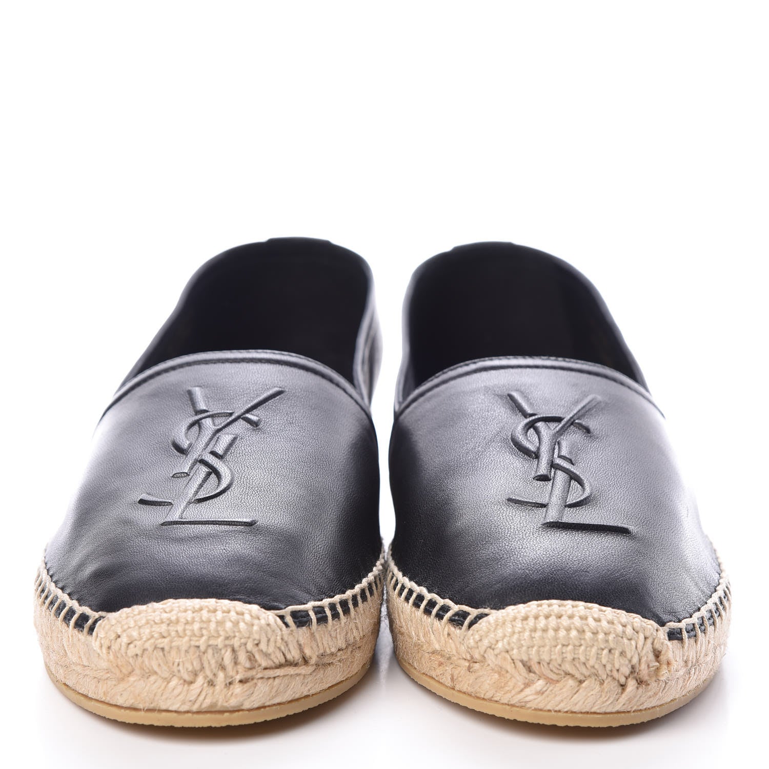 Saint Laurent Calfskin Monogram Espadrilles 39 Black 2 of 8