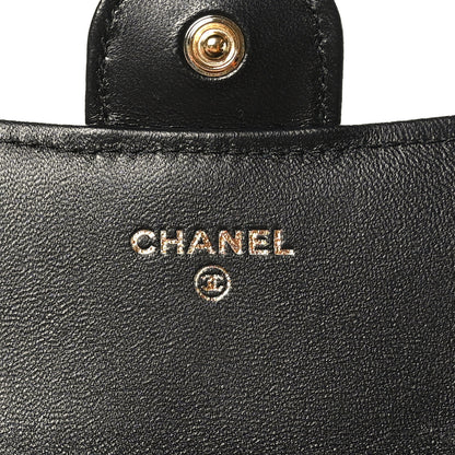 Chanel Lambskin Quilted Large Gusset Flap Wallet Black 9 of 11