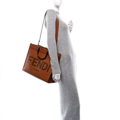 Fendi Vitello King Plexiglass Medium Fendi Sunshine Shopper Tote Cuoio 2 of 9