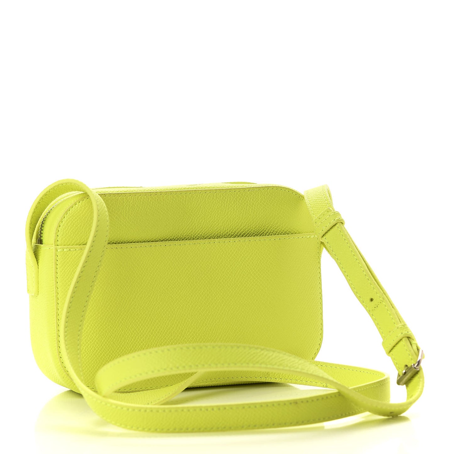 Signature Grained Calfskin Logo XS Ville Camera Bag Acid Green Black