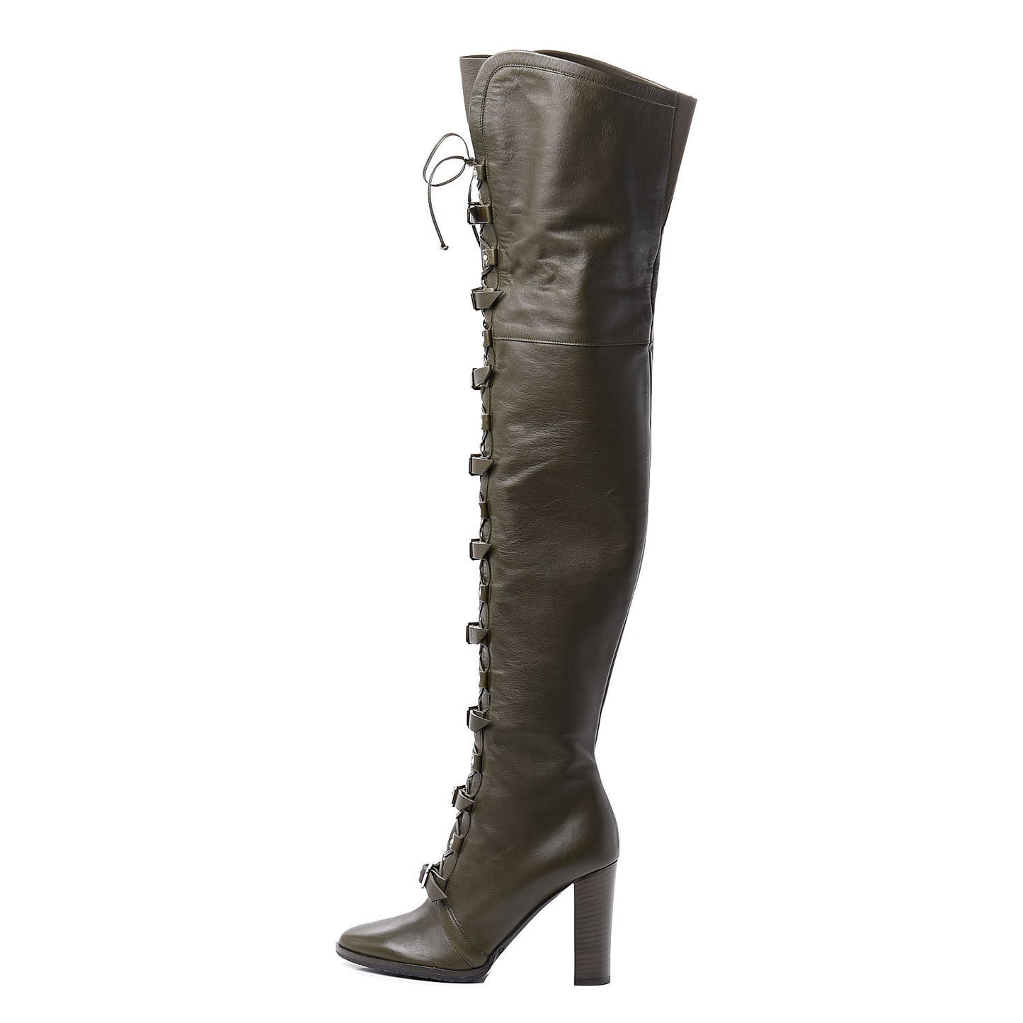Soft Grained Goatskin Maloy 95 Over The Knee Boots 36 Army Green
