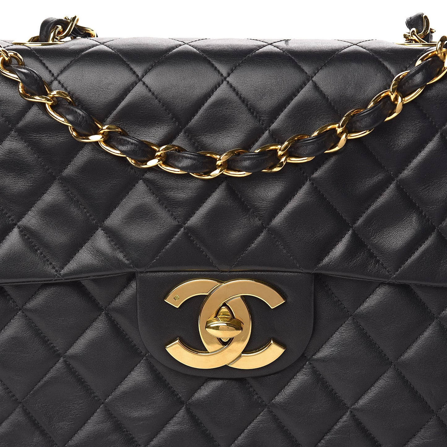 Lambskin Quilted XL Jumbo Single Flap Black