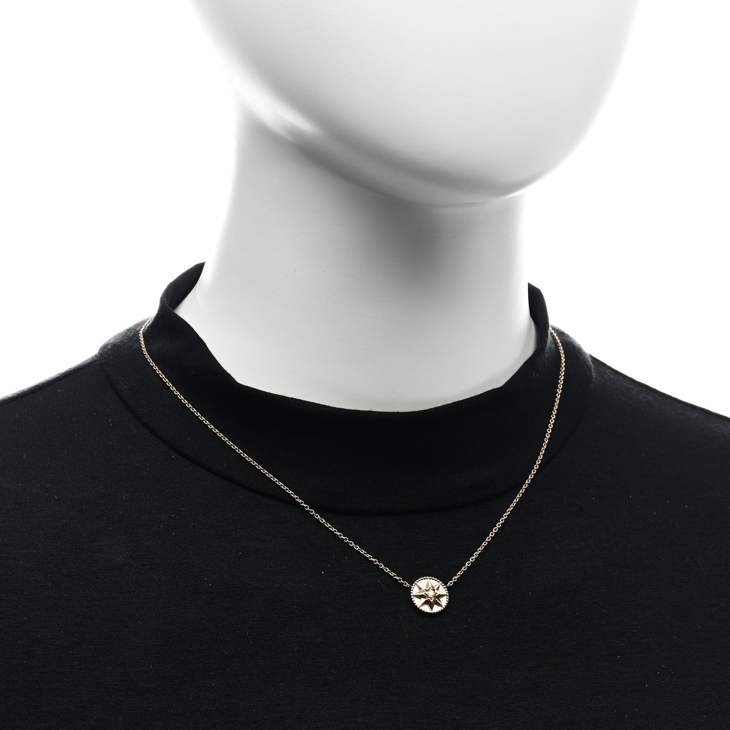 Christian Dior 18K Yellow Gold Diamond Mother of Pearl Rose Des Vents Necklace 2 of 6